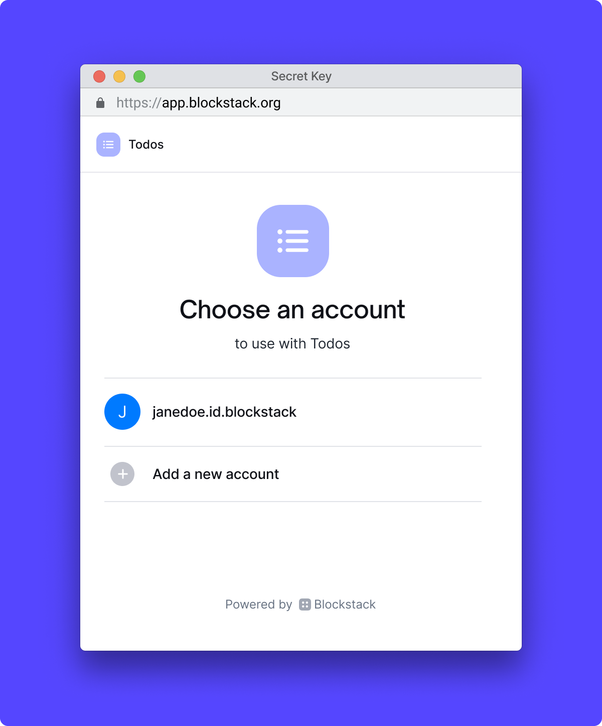 &quot;Choose account&quot; screen